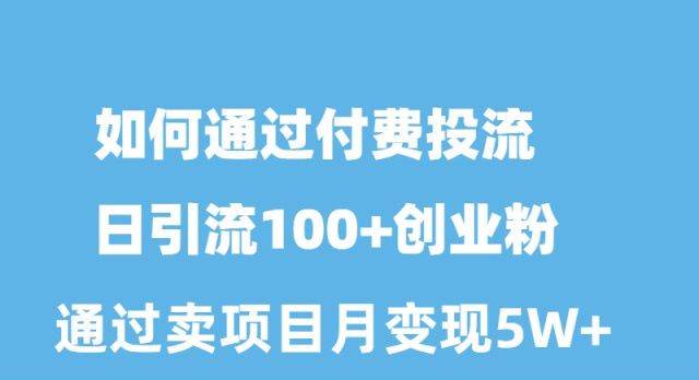 如何通过付费投流日引流100+创业粉月变现5W+-一起发
