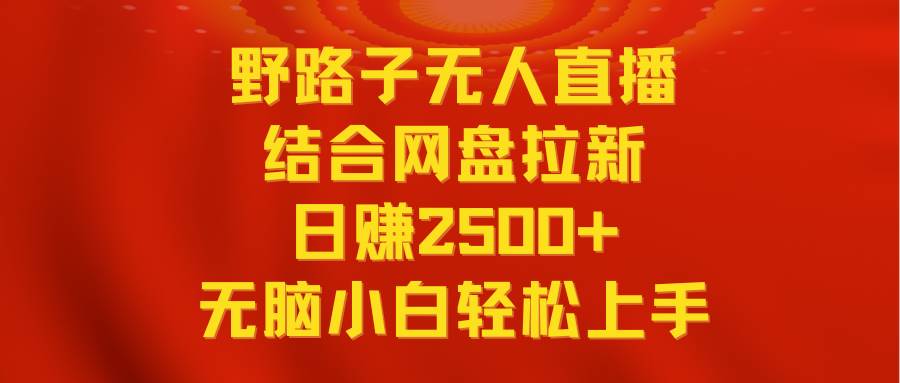 无人直播野路子结合网盘拉新，日赚2500+多平台变现，小白无脑轻松上手操作-一起发