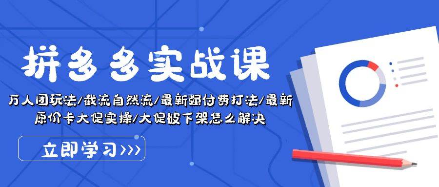 拼多多·实战课：万人团玩法/截流自然流/最新强付费打法/最新原价卡大促..-一起发