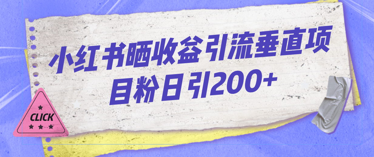 小红书晒收益图引流垂直项目粉日引200+-一起发