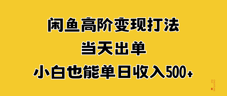 闲鱼高阶变现打法，当天出单，小白也能单日收入500+-一起发