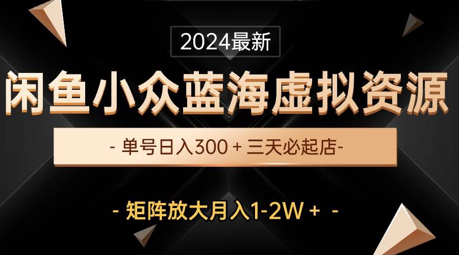 最新闲鱼小众蓝海虚拟资源,单号日入300+,三天必起店,矩阵放大月入1-2W-一起发