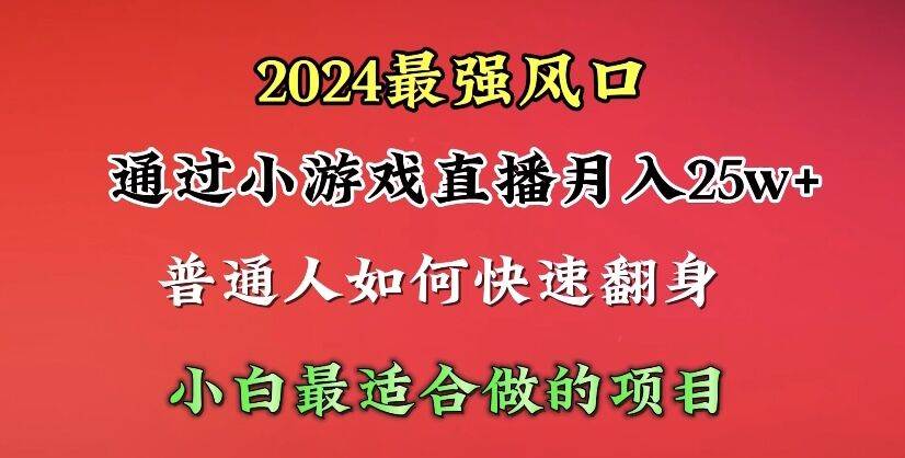 2024年最强风口,通过小游戏直播月入25w+单日收益5000+小白最适合做的项目-一起发