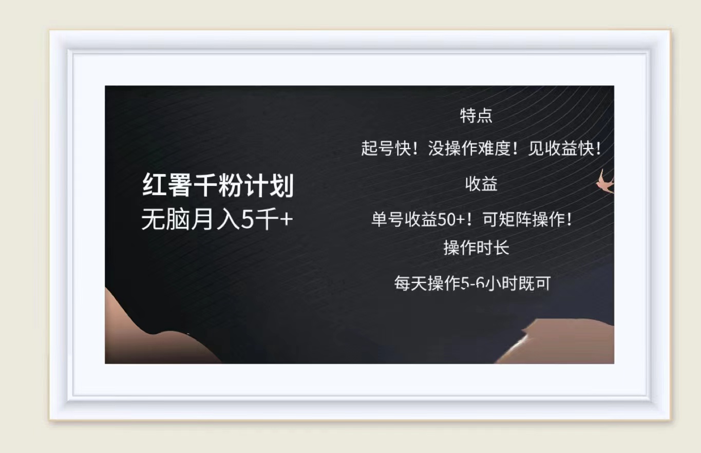 红薯千粉计划无脑月入5千➕!既做既赚!-一起发