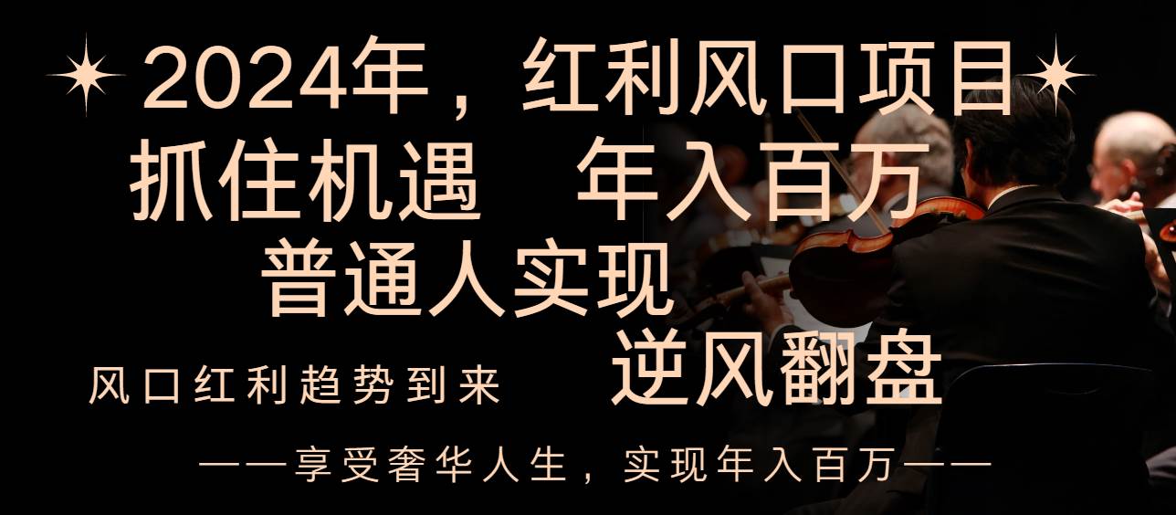 2024红利风口项目来袭，享受第一波红利，逆风翻盘普通人也能实现，年入百万-一起发