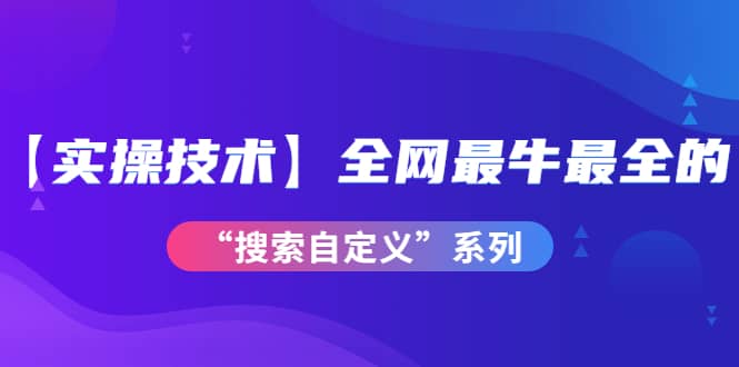 【实操技术】全网最牛最全的“搜索自定义”系列！价值698元-一起发