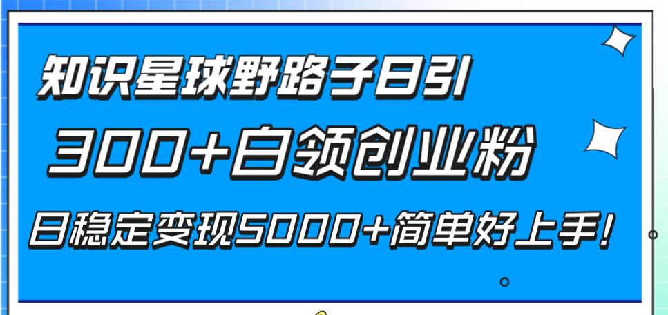 知识星球野路子日引300+白领创业粉,日稳定变现5000+简单好上手!-一起发