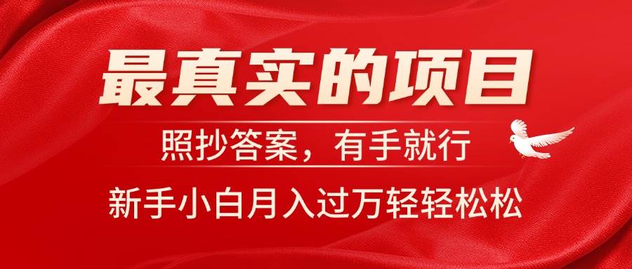 最真实的项目，照抄答案，有手就行，新手小白月入过万轻轻松松-一起发