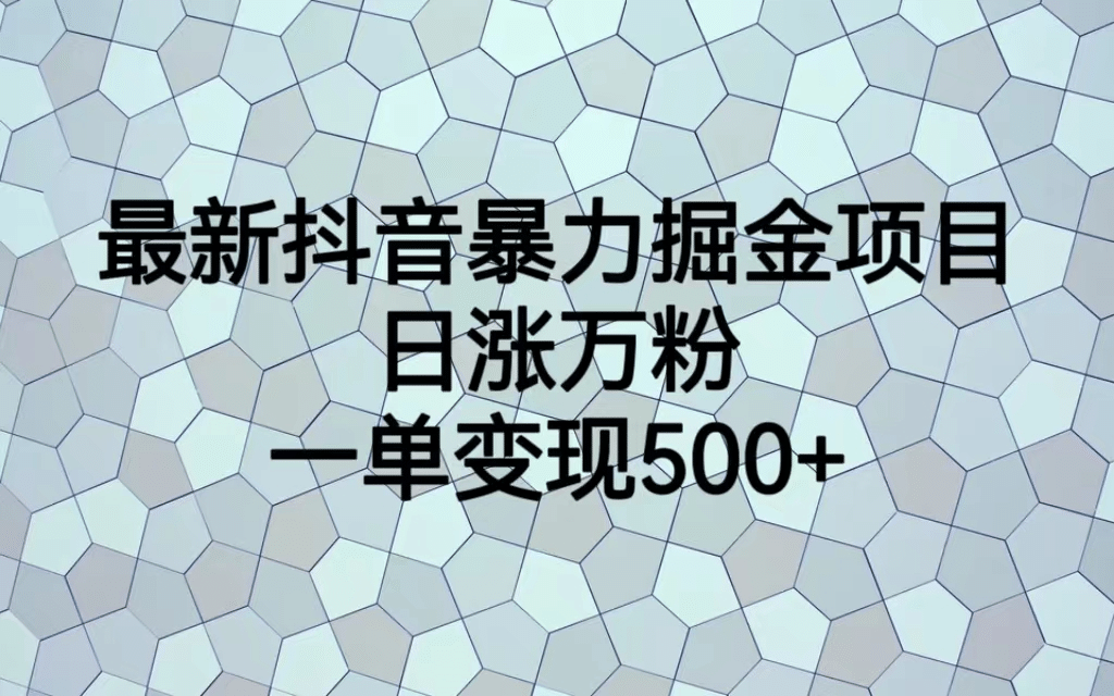 最火热的抖音暴力掘金项目，日涨万粉，多种变现方式，一单变现可达500+-一起发