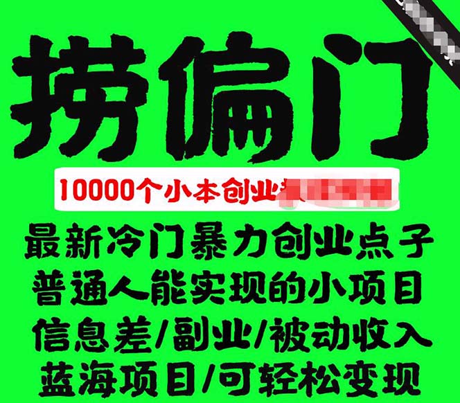 千款捞偏门小本创业小项目，总有一款适合你【无水印】-一起发