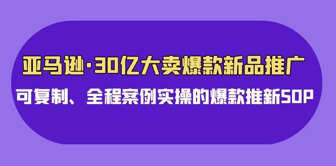 亚马逊30亿·大卖爆款新品推广,可复制、全程案例实操的爆款推新SOP-一起发