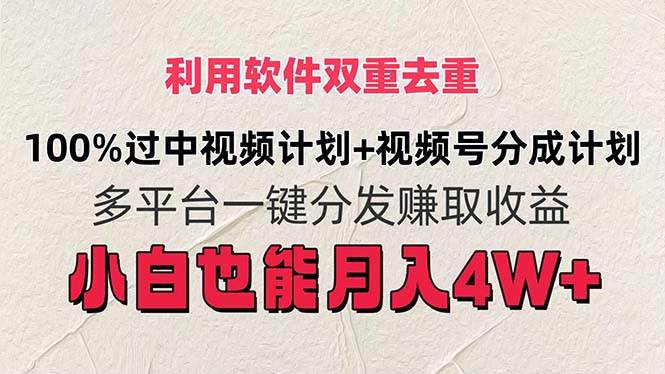 利用软件双重去重,100%过中视频+视频号分成计划小白也可以月入4W+-一起发
