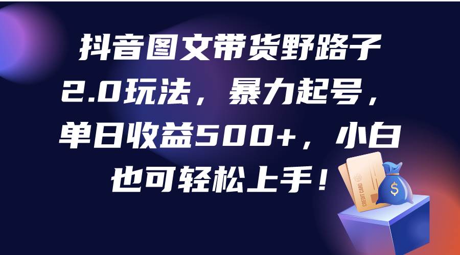 抖音图文带货野路子2.0玩法,暴力起号,单日收益500+,小白也可轻松上手!-一起发