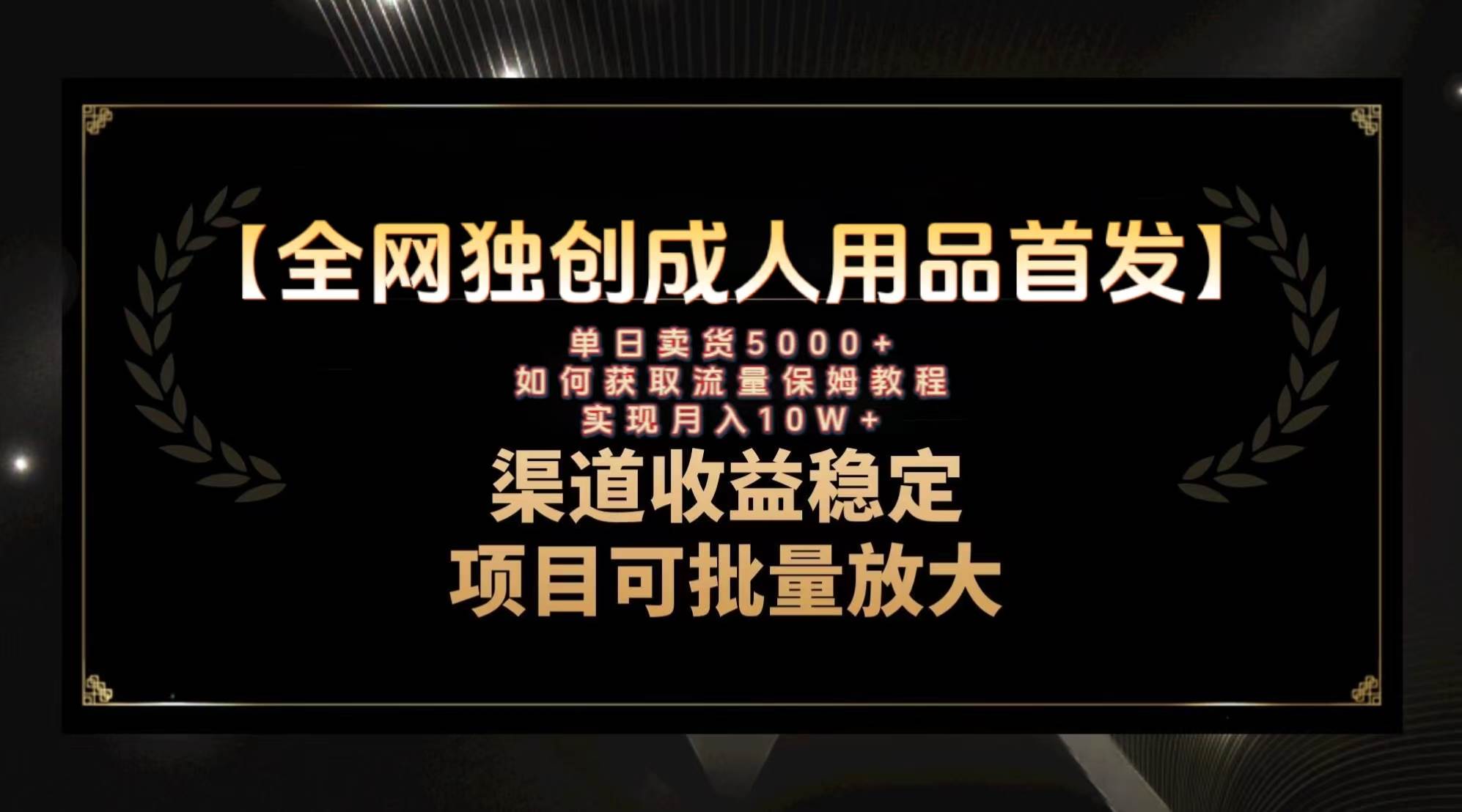 最新全网独创首发,成人用品赛道引流获客,月入10w保姆级教程-一起发