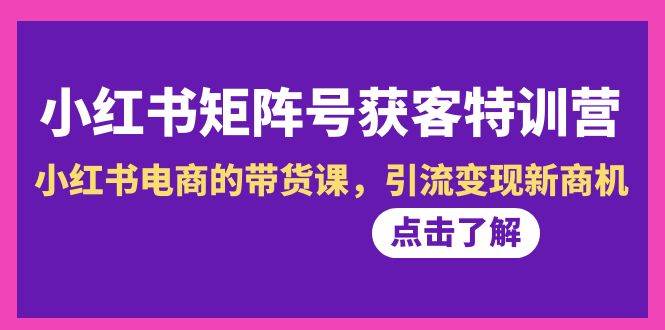 小红书-矩阵号获客特训营-第10期，小红书电商的带货课，引流变现新商机-一起发
