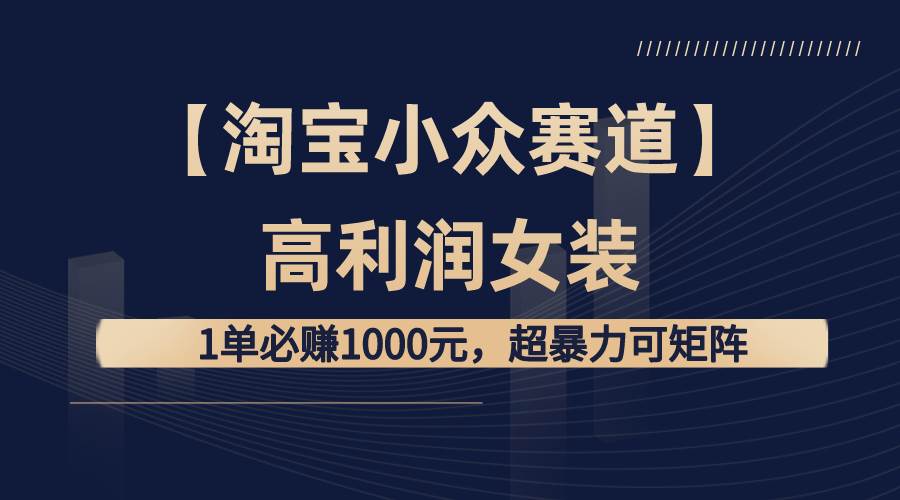 【淘宝小众赛道】高利润女装：1单必赚1000元，超暴力可矩阵-一起发