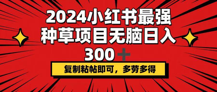 2024小红书最强种草项目,无脑日入300+,复制粘帖即可,多劳多得-一起发