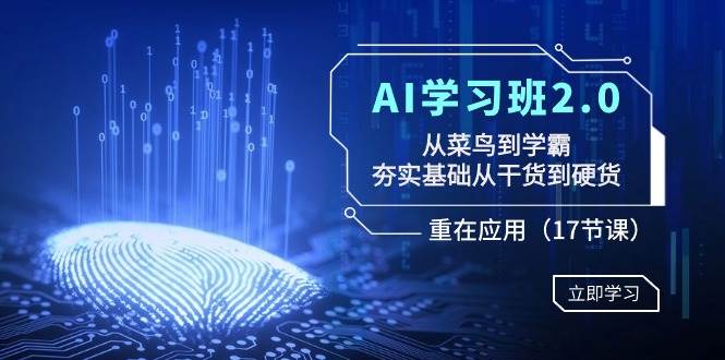 AI学习班2.0：从菜鸟到学霸，夯实基础从干货到硬货，重在应用（17节课）-一起发