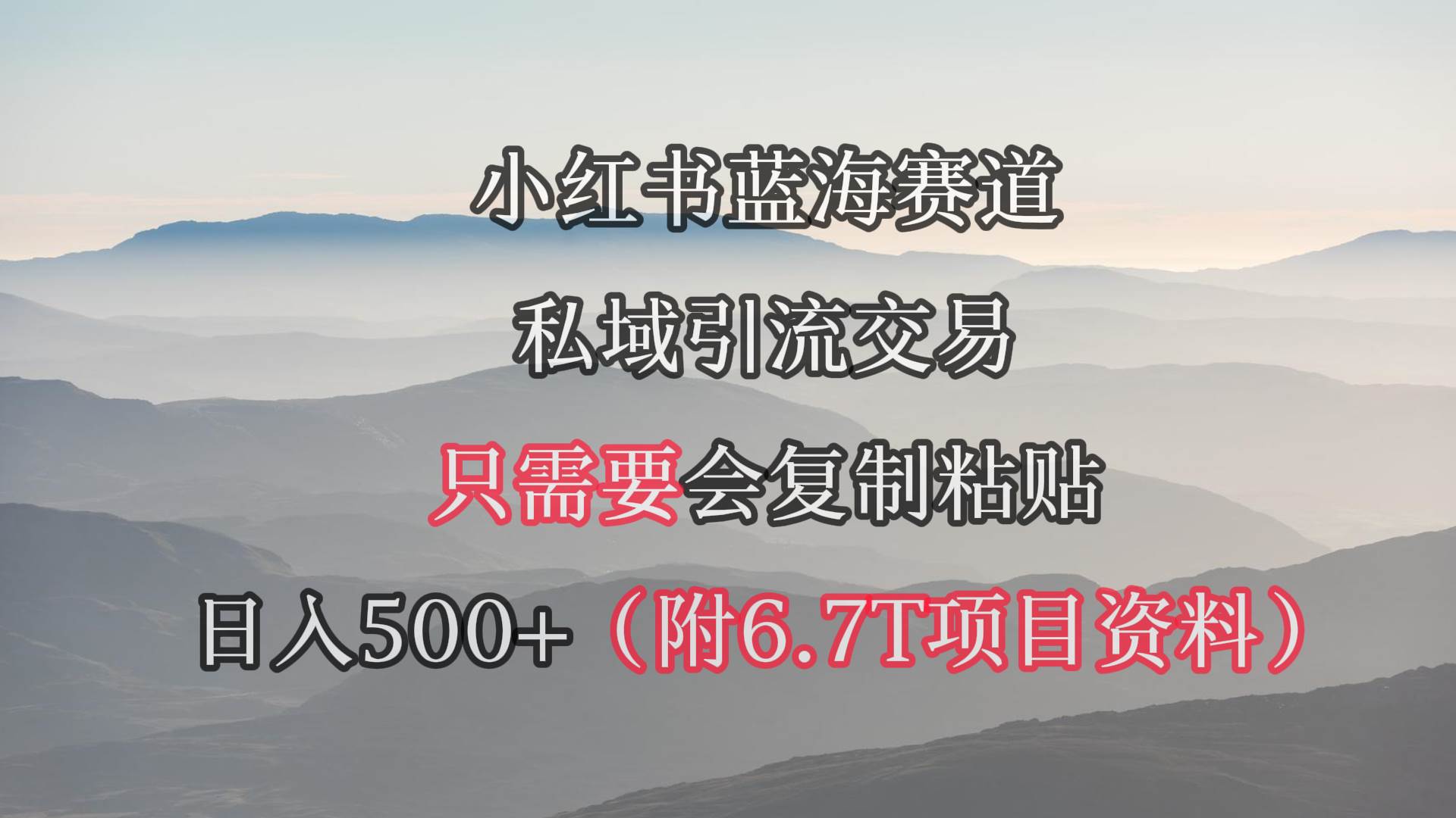小红书短剧赛道，私域引流交易，会复制粘贴，日入500+（附6.7T短剧资源）-一起发