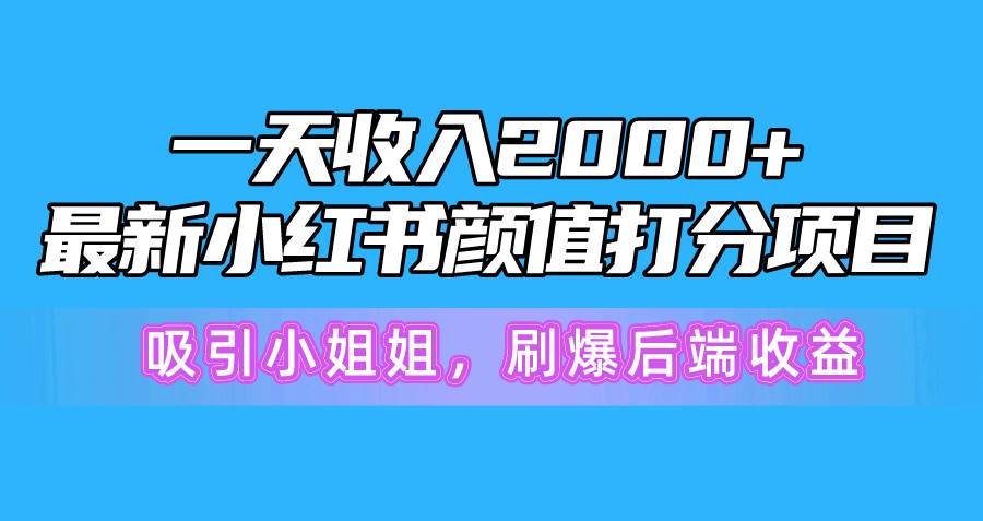 一天收入2000+，最新小红书颜值打分项目，吸引小姐姐，刷爆后端收益-一起发