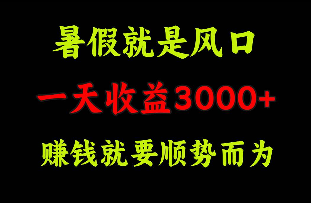 一天收益3000+ 赚钱就是顺势而为，暑假就是风口-一起发