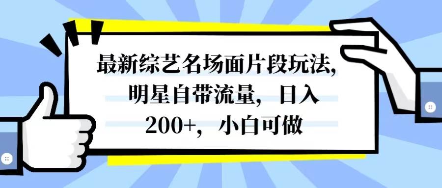 最新综艺名场面片段玩法,明星自带流量,日入200+,小白可做-一起发