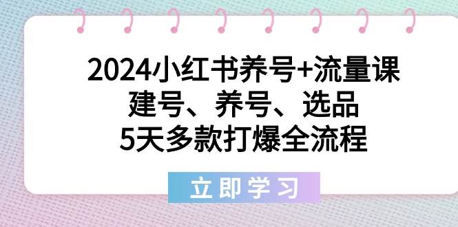2024小红书养号+流量课:建号、养号、选品,5天多款打爆全流程-一起发