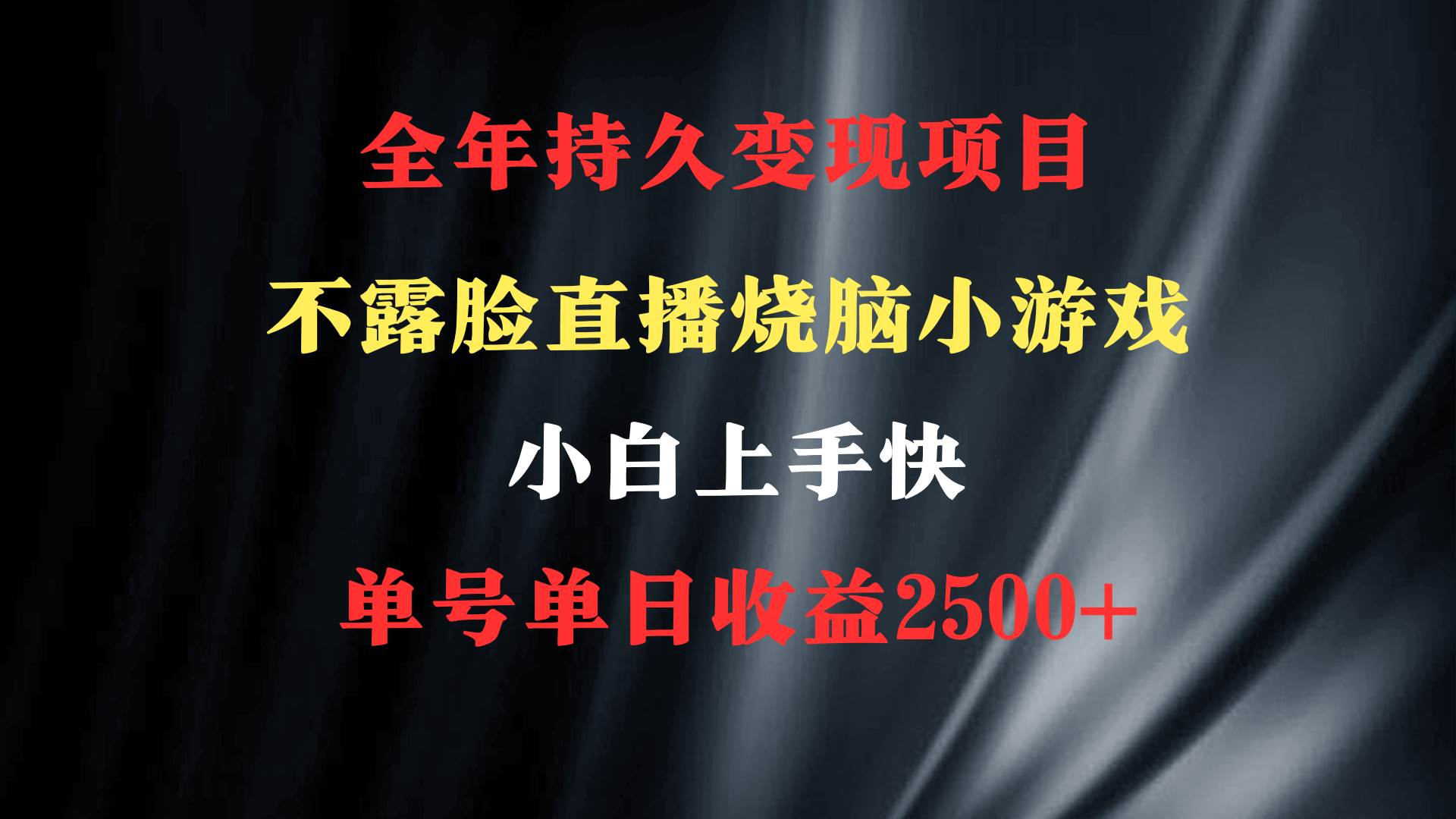 2024年 最优项目,烧脑小游戏不露脸直播 小白上手快 无门槛 一天收益2500+-一起发