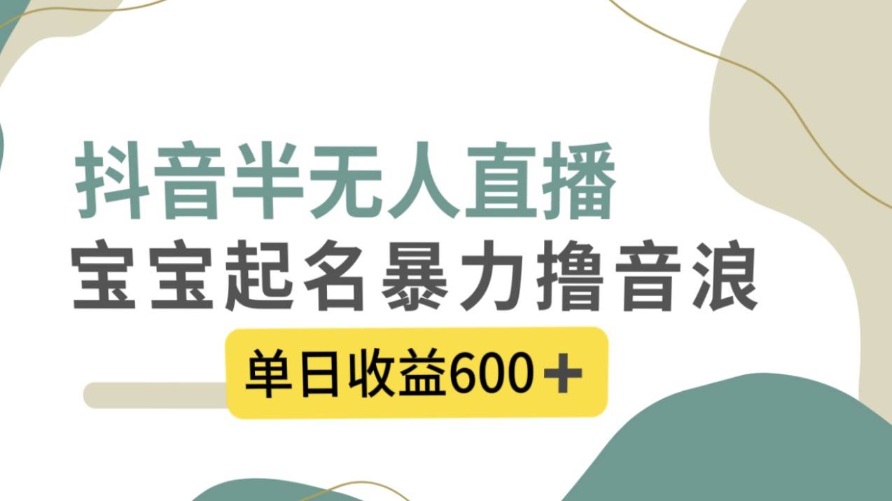 抖音半无人直播，宝宝起名，暴力撸音浪，单日收益600+-一起发