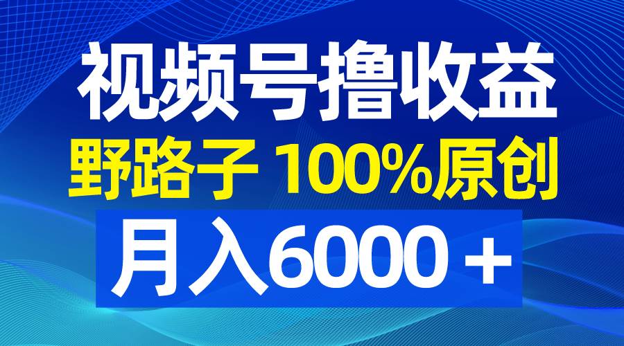 视频号野路子撸收益,100%原创,条条爆款,月入6000+-一起发