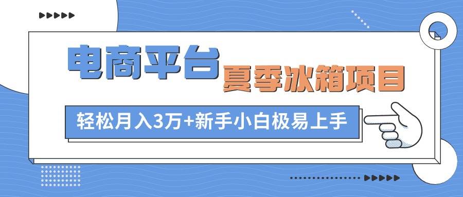 电商平台夏季冰箱项目，轻松月入3万+，新手小白极易上手-一起发