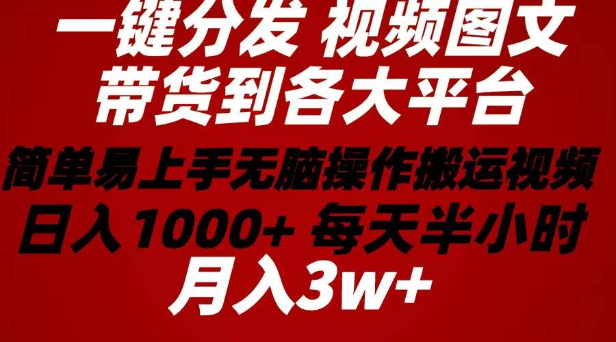 2024年 一键分发带货图文视频  简单易上手 无脑赚收益 每天半小时日入1…-一起发