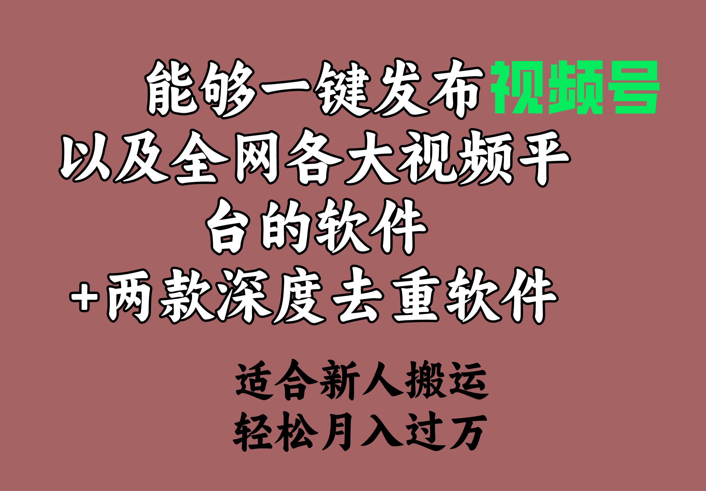 能够一键发布视频号以及全网各大视频平台的软件+两款深度去重软件 适合...-一起发