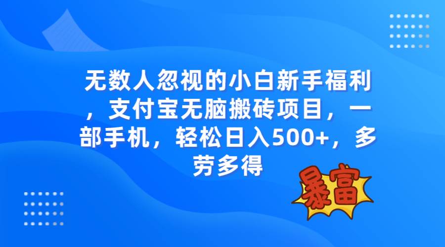 无数人忽视的项目，支付宝无脑搬砖项目，一部手机即可操作，轻松日入500+-一起发