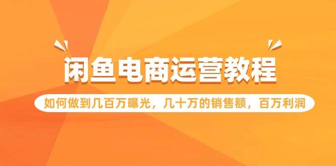 闲鱼电商运营教程:如何做到几百万曝光,几十万的销售额,百万利润-一起发