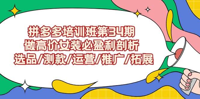 拼多多培训班第34期：做高价女装必盈利剖析  选品/测款/运营/推广/拓展-一起发