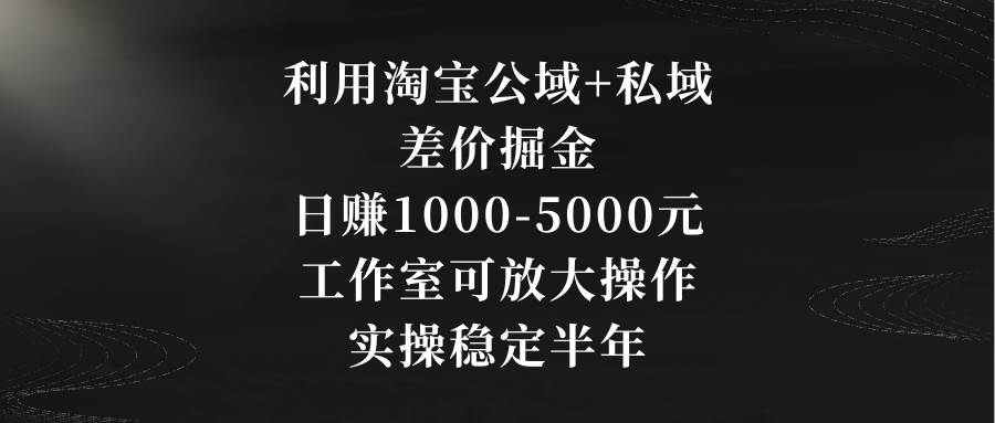 利用淘宝公域+私域差价掘金,日赚1000-5000元,工作室可放大操作,实操…-一起发