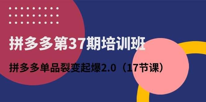 拼多多第37期培训班：拼多多单品裂变起爆2.0（17节课）-一起发