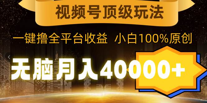 视频号顶级玩法，无脑月入40000+，一键撸全平台收益，纯小白也能100%原创-一起发