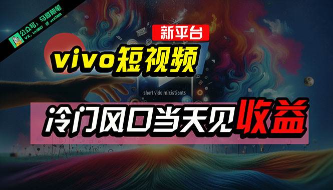 全新平台vivo短视频，新风口AI混剪无脑搬运，冷门风口当天见收益，7天…-一起发