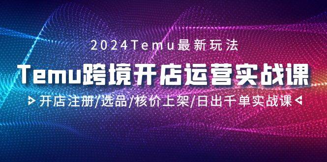 2024Temu跨境开店运营实战课，开店注册/选品/核价上架/日出千单实战课-一起发