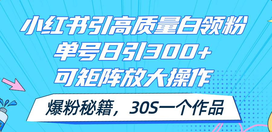 小红书引高质量白领粉，单号日引300+，可放大操作，爆粉秘籍！30s一个作品-一起发
