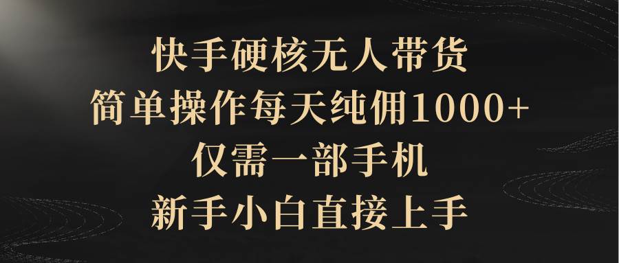 快手硬核无人带货，简单操作每天纯佣1000+,仅需一部手机，新手小白直接上手-一起发