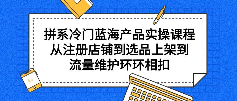 拼系冷门蓝海产品实操课程，从注册店铺到选品上架到流量维护环环相扣-一起发