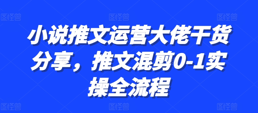 小说推文运营大佬干货分享,推文混剪0-1实操全流程-一起发