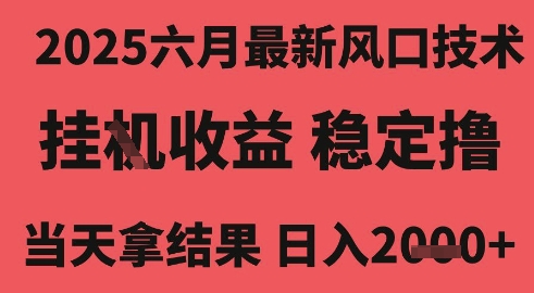 2025六月最新风口技术，无人挂G撸礼物，长期稳定 一个小时收益2k+，小白当天拿结果【揭秘】-一起发