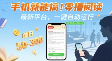 手机就能搞！零撸阅读挂G，最新平台，一键自动运行，随时随地挣，单日50-3张+【揭秘】-一起发
