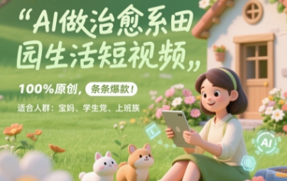 AI做治愈系田园生活短视频，100%原创，条条爆款，无脑矩阵， 适合小白-一起发
