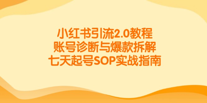 (14981期)小红书引流2.0教程,账号诊断与爆款拆解,七天起号SOP实战指南-一起发