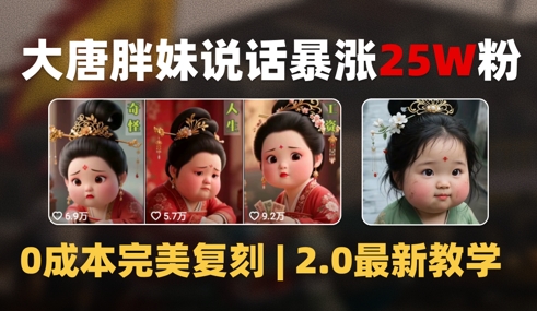 AI大唐胖贵妃说话2.0,40条视频暴涨40w粉,附独家变现攻略-一起发